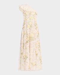 Florine One-Shoulder Embroidered Tulle Gown
