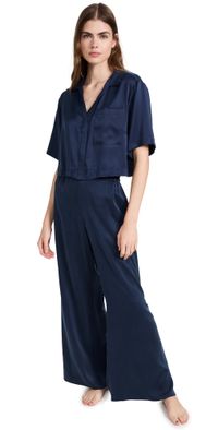 Lunya Washable Silk High Rise Pant Set Immersed Black L