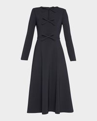 Triple Bow Keyhole-Front Midi Dress