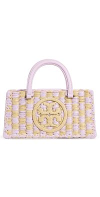 Tory Burch Ella Hand Crocheted Checkered Top Handle Bag Pale Purple One Size