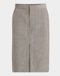Knotted Melange Straight Skirt