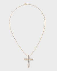 Emerald-Cut Diamond Cross Pendant Necklace