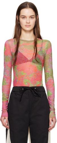 Serapis Pink & Green Graphic Long Sleeve T-Shirt