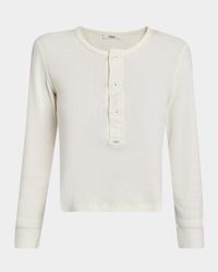 Long-Sleeve Rib Henley Top