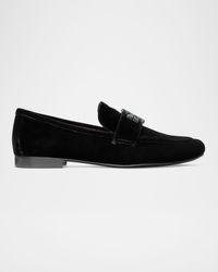 Eleanor Suede Pave Medallion Loafers