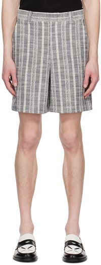 System Off-White & Navy Stripe Shorts