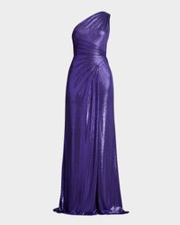 One-Shoulder Metallic Jersey Gown