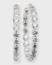 18k White Gold Diamond Hoop Earrings, 2.89tcw, 1"L
