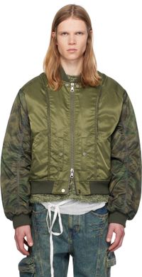 Andersson Bell Khaki Mesh Sleeve Bomber Jacket