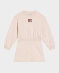 Girl's DG Paillette Felpa Patch Sweatshirt Dress, Size 8-14