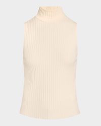 Ribbed Sleeveless Turtleneck Top
