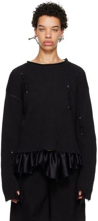 MM6 Maison Margiela Black Worn Out Sweater