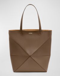 Puzzle Fold Large Tote Bag in Shiny Leather