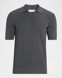 Men's Cotton Rib Johnny Collar Polo Sweater