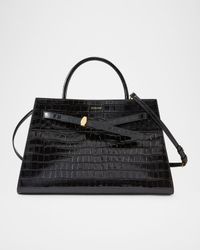 Dash Belted Croc-Embossed Leather Shoulder Bag