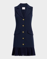 Regan Sleeveless Pleated-Skirt Blazer Mini Dress