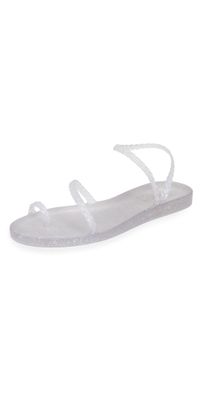 Ancient Greek Sandals Eleftheria Jelly Sandals Clear/Silver Glitter 36