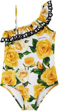 Dolce&Gabbana Kids Yellow Ruffled Swimsuit