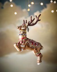 Dancer Reindeer Glass Christmas Ornament