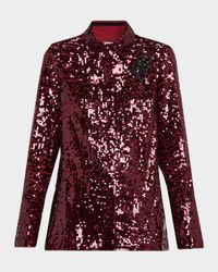 Long-Sleeve Sequined Shirt