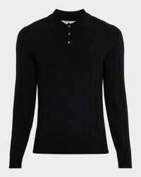 Men's Cashmere Rib-Knit Polo Sweater