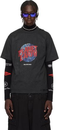 Balenciaga Black 'Planet Earth' Oversized T-shirt