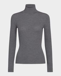 Rib-Knit Wool Turtleneck Sweater
