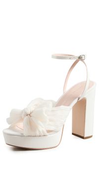 Loeffler Randall Natalia Platform Pleated Bow Sandals Pearl 11.5