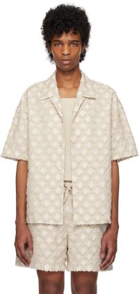 LE17SEPTEMBRE Beige Argyle Jacquard Shirt