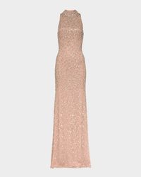 Juno Crystal Mock-Neck Sleeveless Gown