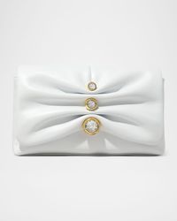 Ruched Crystal Leather Crossbody Bag