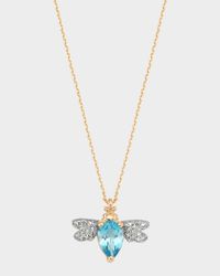 Diamond and Blue Topaz Bee Necklace