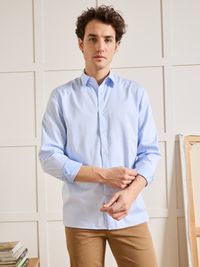 Cyrillus - Chemise unie coton twill non iron - Taille 41 - Bleu