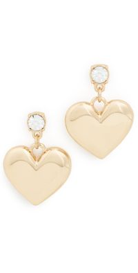 Ettika Crystal and Heart Dangle Earrings Gold One Size