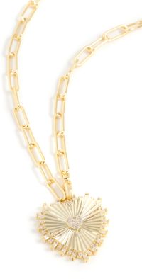 By Adina Eden Pave Accented Heart Pendant Lariat Necklace Gold One Size