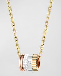 Quatre 18K Yellow Gold Ceramic and Diamond Mini Pendant Necklace