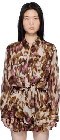 Isabel Marant Etoile Off-White & Tan Nath Shirt