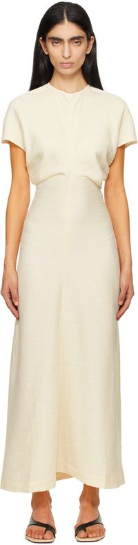 TOTEME Robe midi blanc cassé à taille drapée