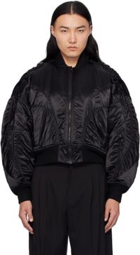 Mugler Blouson aviateur noir en satin