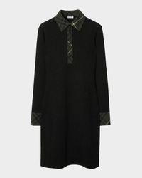 Check Long-Sleeve Polo Dress