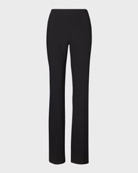 Alandra Side-Zip Stretch-Wool Pants, Black