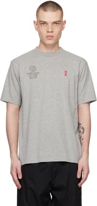 UNDERCOVER T-shirt gris à texte brodé