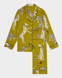 Lila Animal-Print Silk Satin Pajama Set