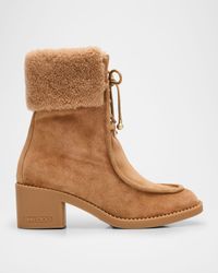 Hali 60 Suede Shearling-Collar Ankle Boots