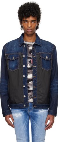 Dsquared2 Navy & Black Denim Puffer Jean Jacket
