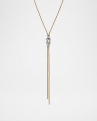 14K Pave Love Knot Y Necklace