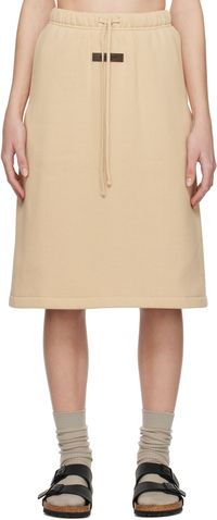 Fear of God ESSENTIALS Beige Drawstring Midi Skirt