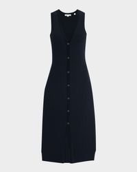 Sleeveless Ribbed Button-Front Dress