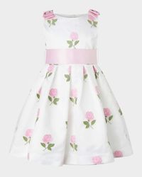 Girl's Rose Embroidered Organza Dress, Size 2-14