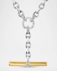 DY Mercer Petite Toggle Necklace with Diamonds in Silver and 18K Gold, 4.5mm